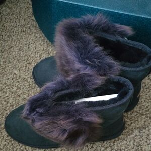 Emu Plush Fur Lined Black Winter Boots
